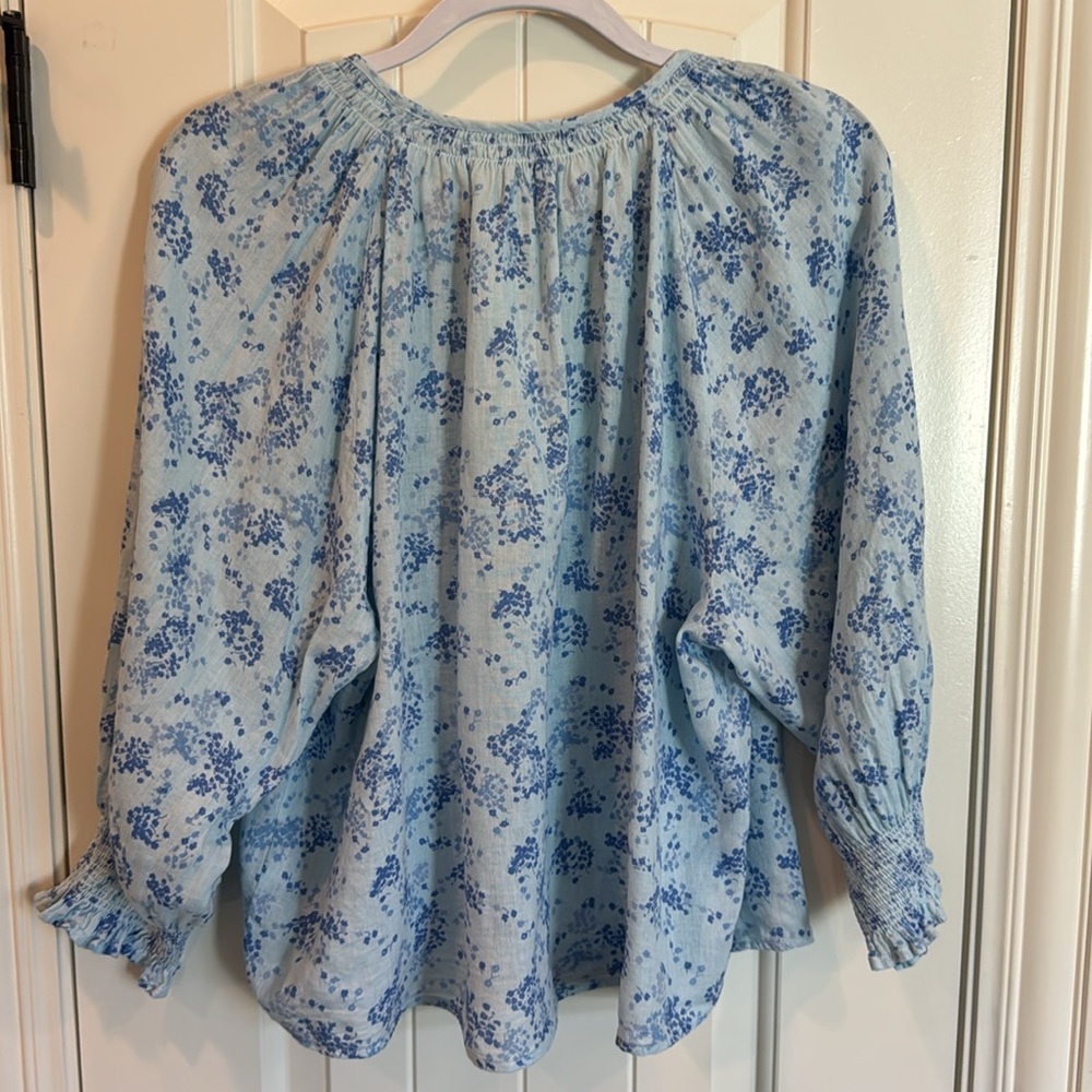 RAILS • Mariah Linen Blend Blue Floral Blouse • Size Large - Picture 2 of 11